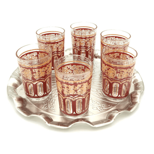 Set of 6 Large Arabic Tea Glasses - Moroccan Moorish Tea
