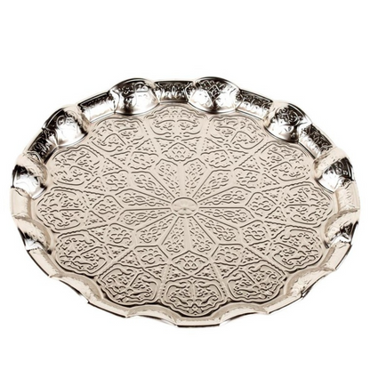 Tea Tray -Engraved 35 cm Wavy - DELUXE Quality - Istanbul Model