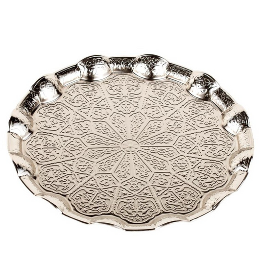 Tea Tray -Engraved 35 cm Wavy - DELUXE Quality - Istanbul Model