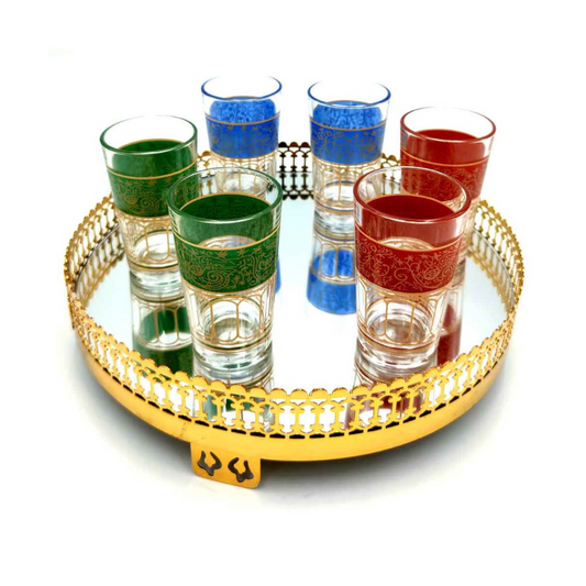 Conjunto de seis copos para chá ou infusões marroquinas - Turkish Crafts Fathein Multicolor