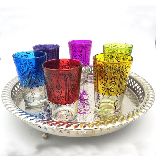 Set of 6 Engraved Tea Glasses - Celosia Design Relief - HASIRA Model
