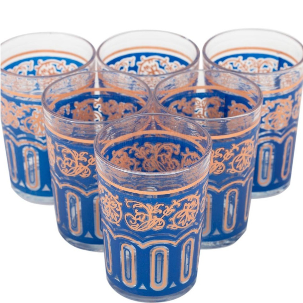 Set of 6 Large Arabic Tea Glasses - Moroccan Moorish Tea